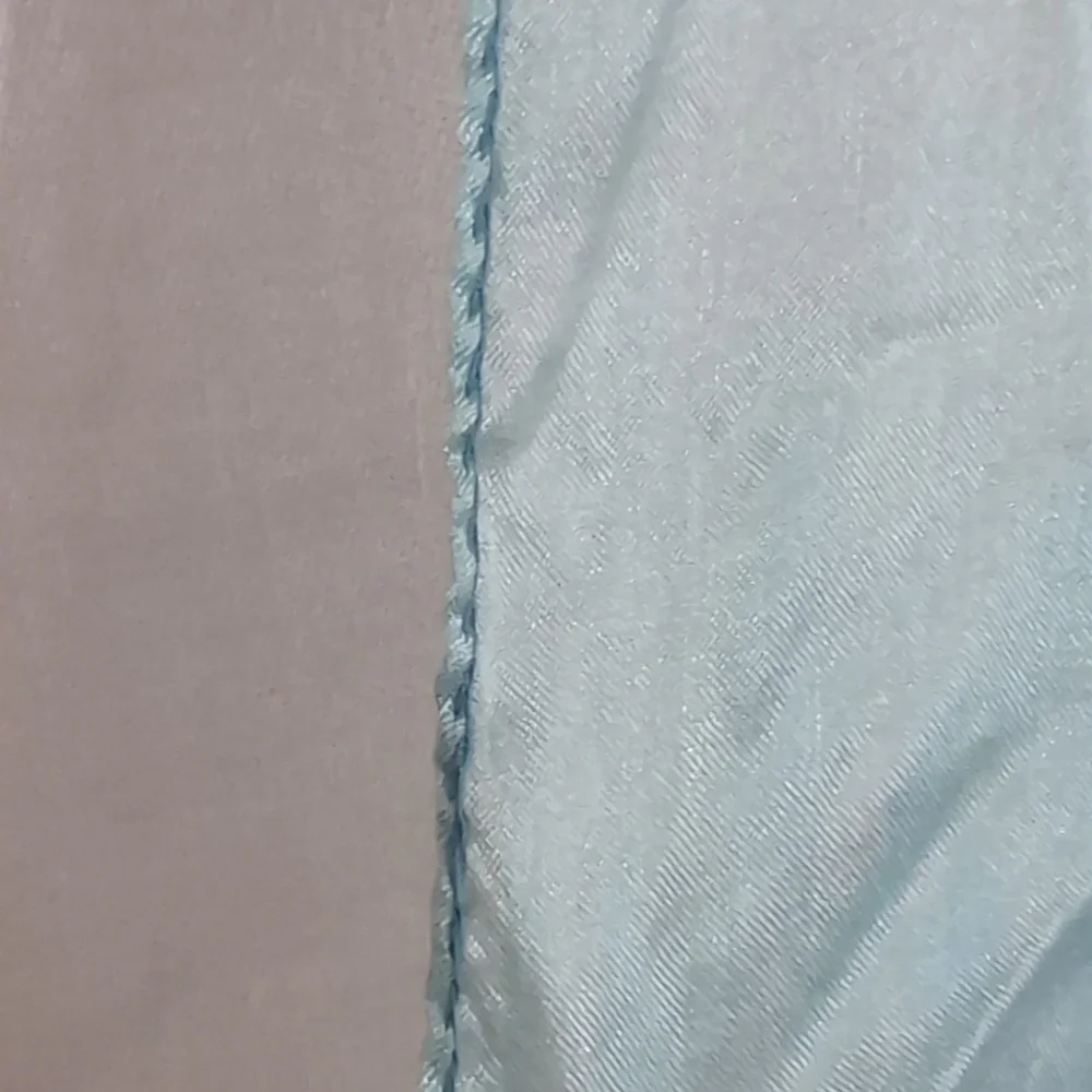 Vintage Blue Ombre Silk Square Scarf Handrolled Edging